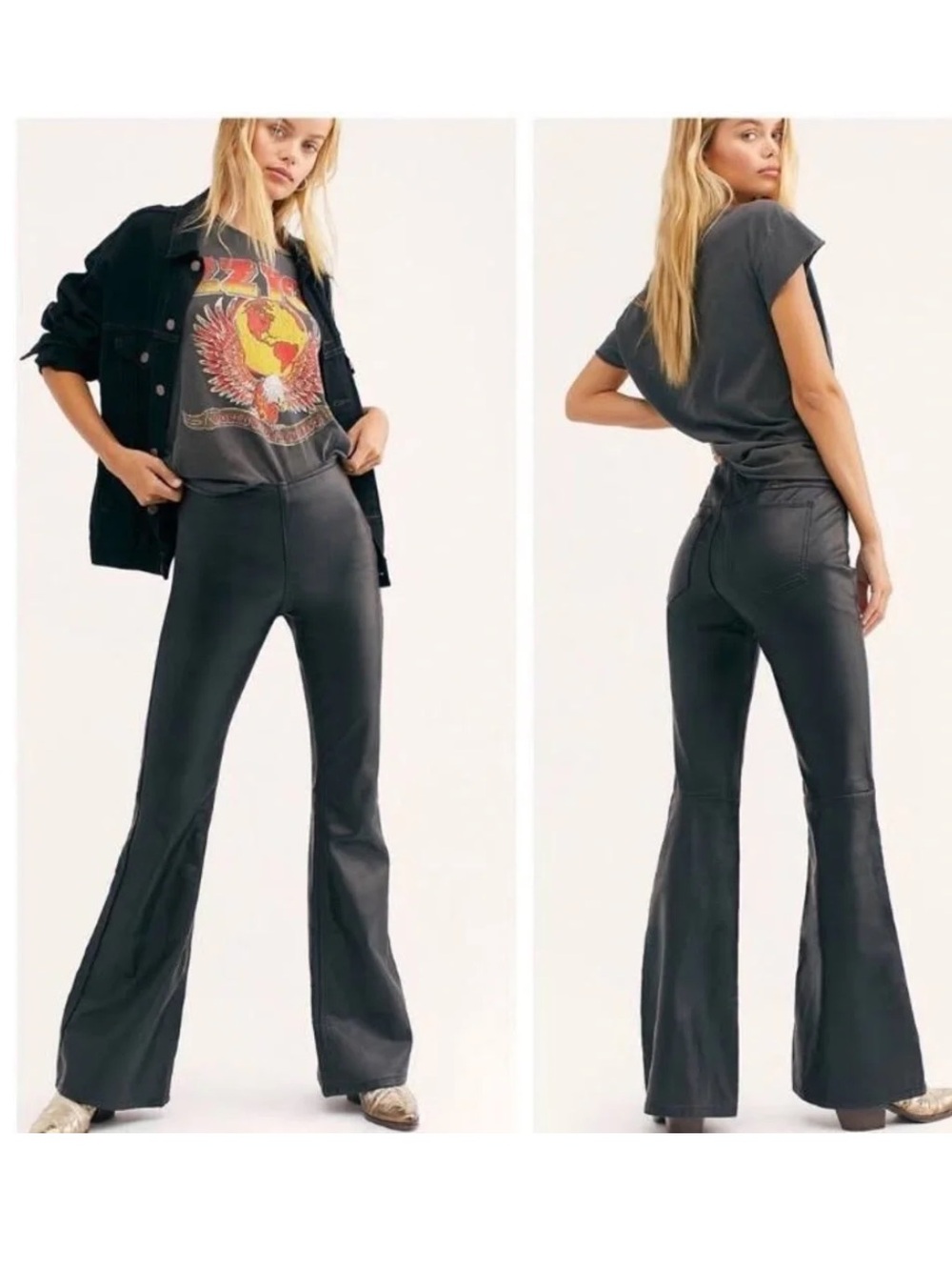 Free People We The Free Vegan Leather Flare Pants